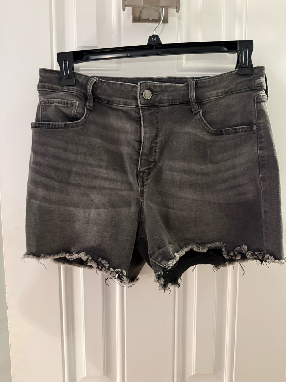 Nine West Washed Black Frayed Hem Denim Shorts